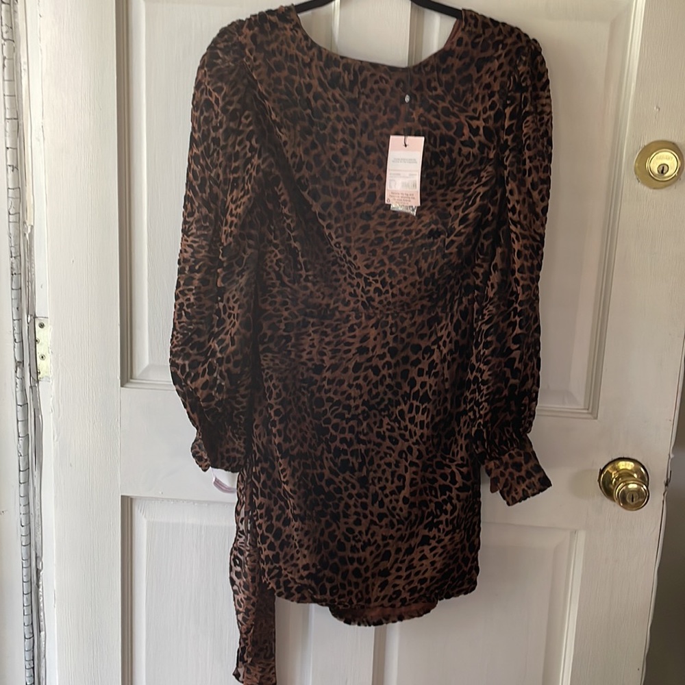 Misguided Animal Print Devore Drape Bodycon Dress - image 1